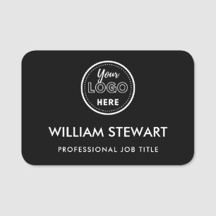 Business Logo Company Black Employee Staff Name Tag