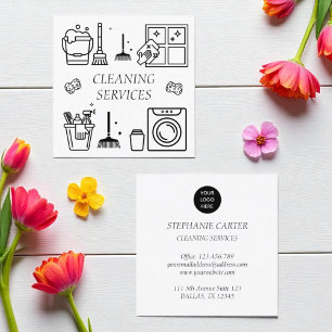 Business Logo Company Cleaning Services Commercial Square Business Card