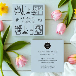 Business Logo Company Cleaning Services Commercial Square Business Card