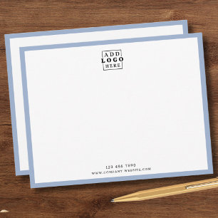 Business Logo Company Contact Dusty Blue Border Card