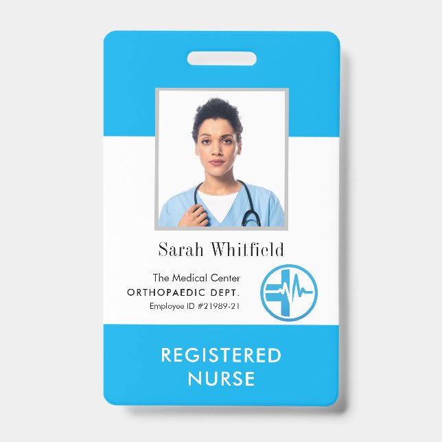 Business Logo Company Employee Photo ID Custom Badge (Front)