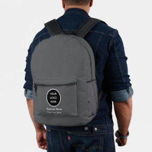 Business Logo Company Grey Promotional Branding Printed Backpack