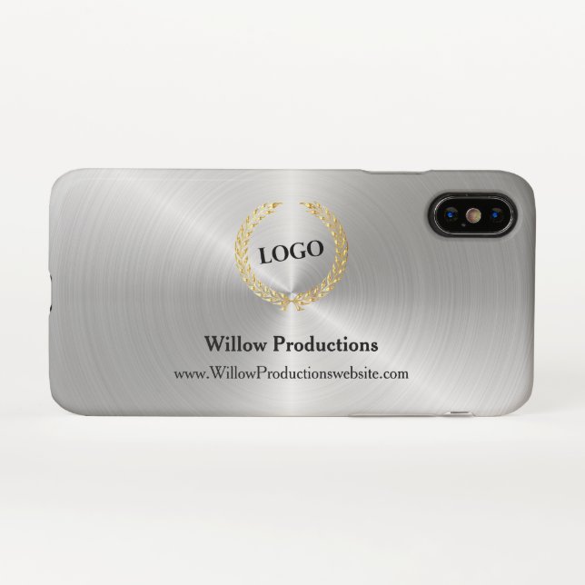 Business Logo Company Horizontal Silver iPhone Case (Back Horizontal)