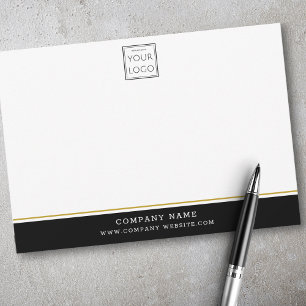 Business Logo Company Name Black And Gold Border Card
