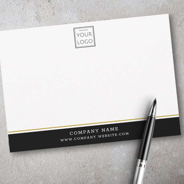 Business Logo Company Name Black And Gold Border Card (Creator Uploaded)