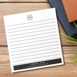 Business Logo Company Name Black Border Lined Notepad