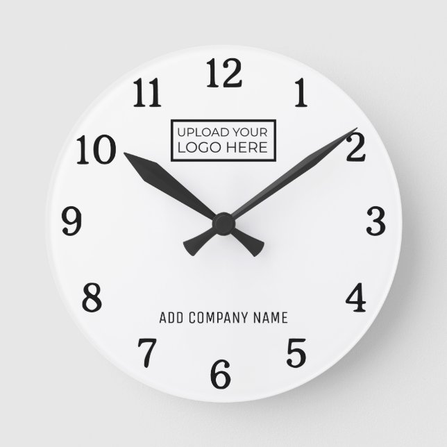 Business Logo Company Name Corporate Branded  Round Clock (Front)
