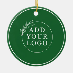 Business Logo Company Name Merry Christmas Green Ceramic Tree Decoration
