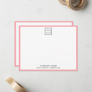 Business Logo Company Name Pink Border Card
