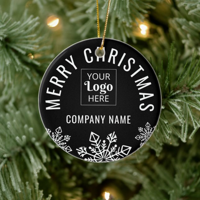 Business Logo Company Name Snowflake Christmas Ceramic Tree Decoration (Tree)