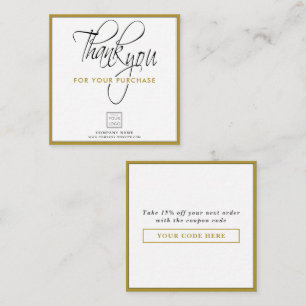 Business Logo Company Name Thank You Discount Gold Card
