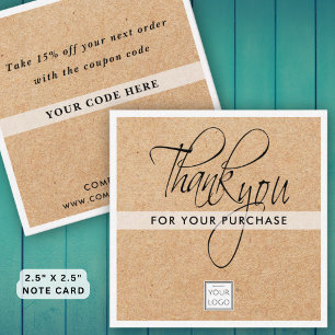 Business Logo Company Name Thank You Kraft Discount Card