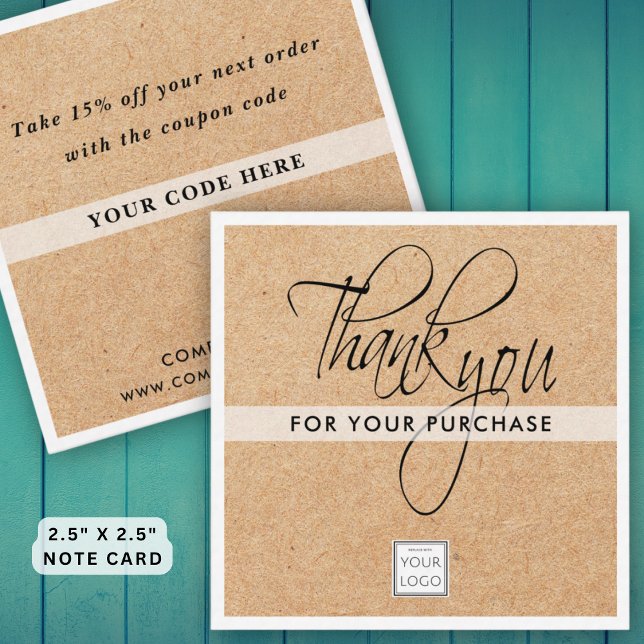 Business Logo Company Name Thank You Kraft Discount Card (Creator Uploaded)