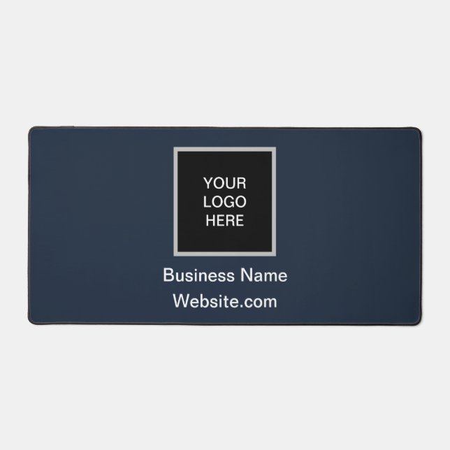 Business logo Company Navy Blue Minimalist Desk Mat (Front)