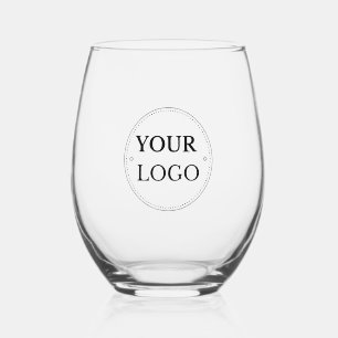 Business Logo Company Professional Corporate Stemless Wine Glass
