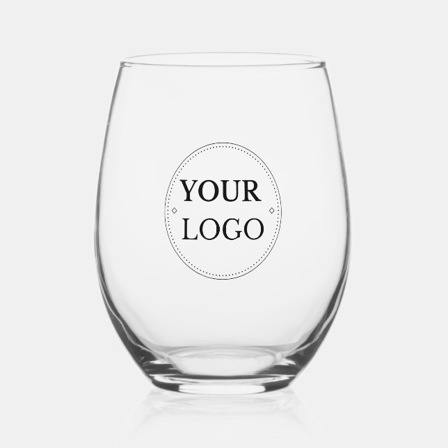 Business Logo Company Professional Corporate Stemless Wine Glass (Front)