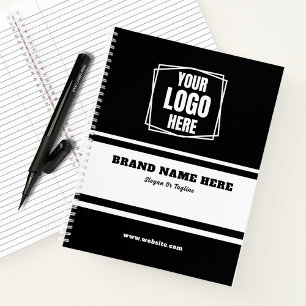 Business Logo Company Promotional Black and White Notebook