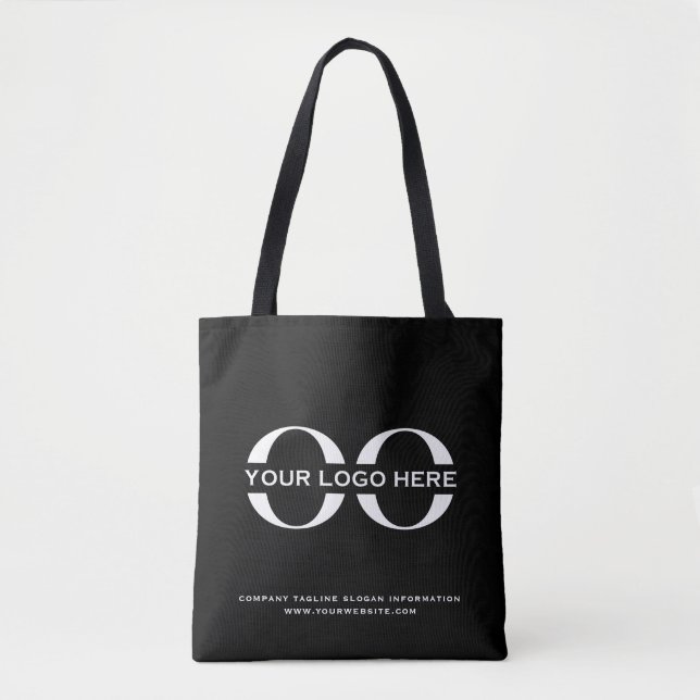 Business Logo Company Promotional Black Tote Bag (Front)