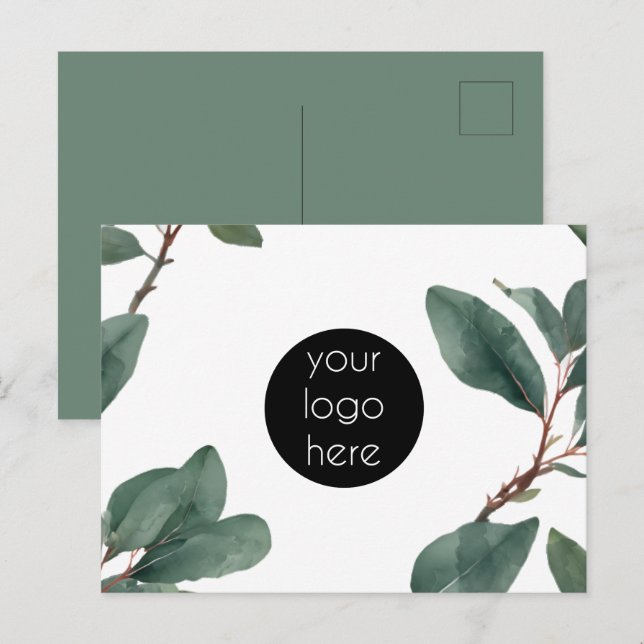 Business Logo Company Promotional Eucalyptus Holiday Postcard (Front/Back)