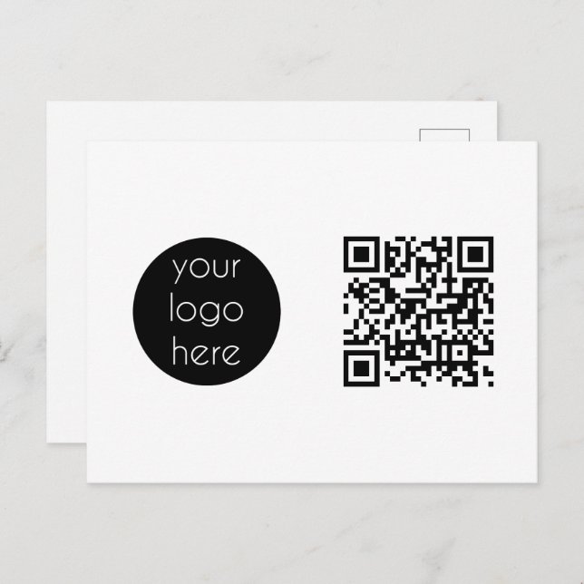 Business Logo Company Promotional QR Code Holiday Postcard (Front/Back)