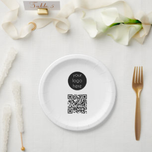 Business Logo Company Promotional QR Code Paper Plate