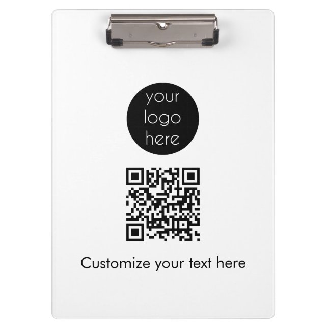 Business Logo Company Promotional QR Code Text Clipboard (Front)