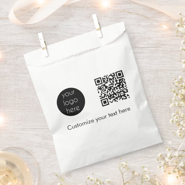 Business Logo Company Promotional QR Code Text Favour Bags (Clipped)