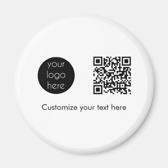 Business Logo Company Promotional QR Code Text Magnet (Front)