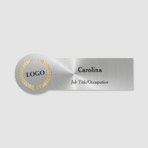 Business Logo Company Silver Shaped Name Tag