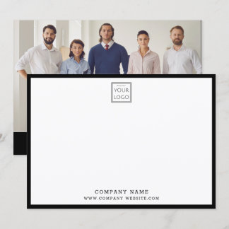 Business Logo Company Thank You Black Border Photo Card
