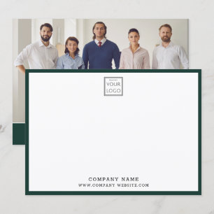 Business Logo Company Thank You Green Border Photo Card