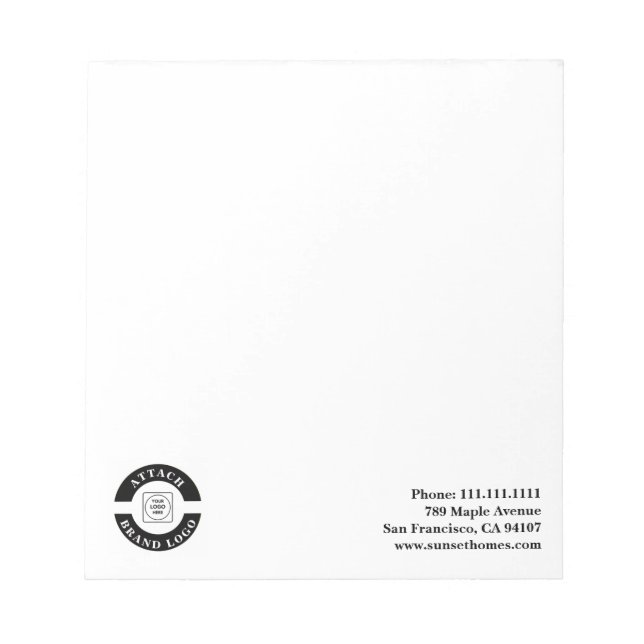 Business Logo Contact Info Branding Notepad (Front)