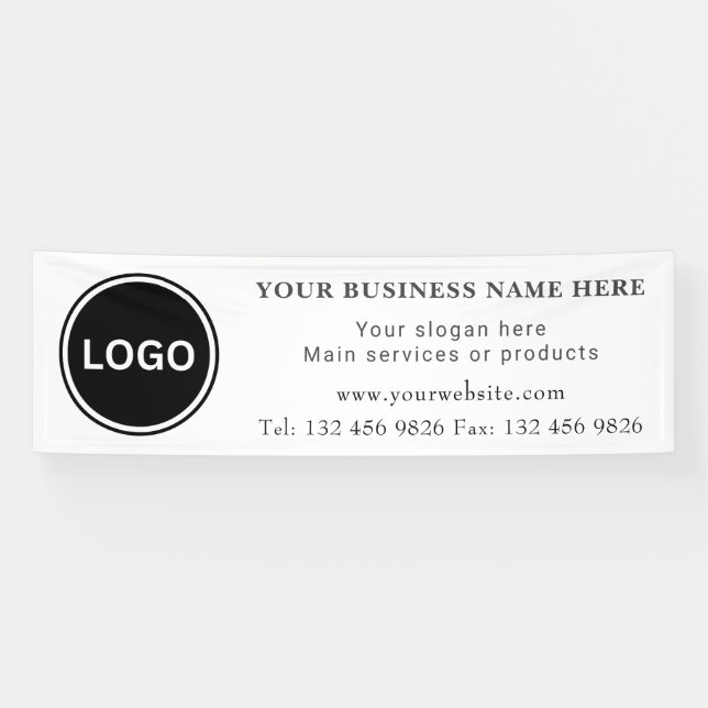 Business Logo Contact Information Simple Editable Banner (Horizontal)