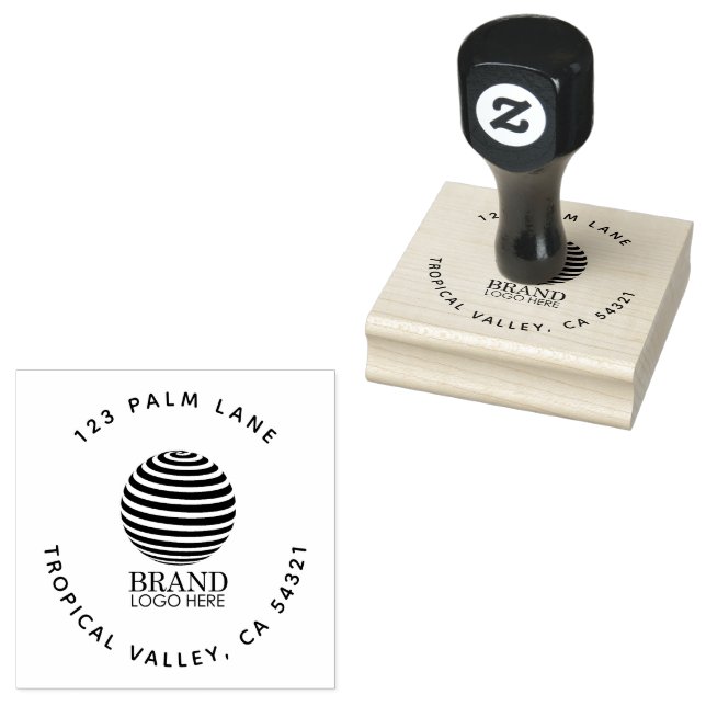 Business Logo Corporate Address Rubber Stamp (Stamped)