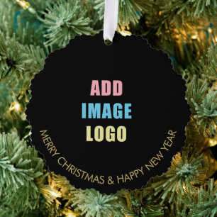 Business Logo Corporate Company Black Tree Decoration Card