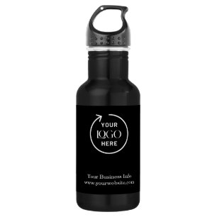 Business Logo Corporate Company Minimalist black 532 Ml Water Bottle