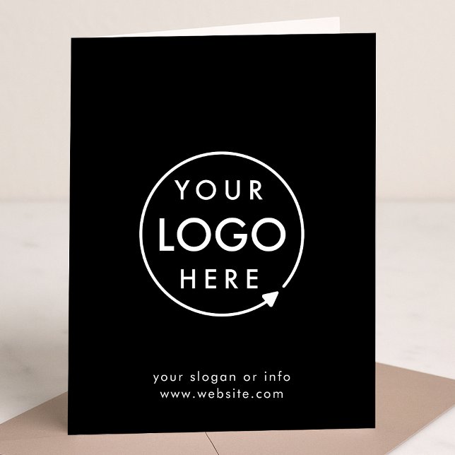 Business Logo | Corporate Company Professional Card (Modern sleek black business folded greeting card by Guava - elegant, professional, and customizable)