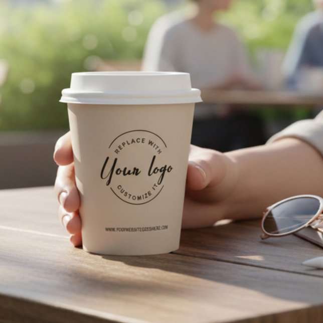 Business Logo Corporate Event Simple Beige Custom Paper Cups (Business Logo Corporate Event Simple Beige Custom Paper Cups)