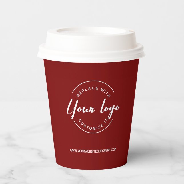Business Logo Corporate Event Simple Custom Red Paper Cups (Front)