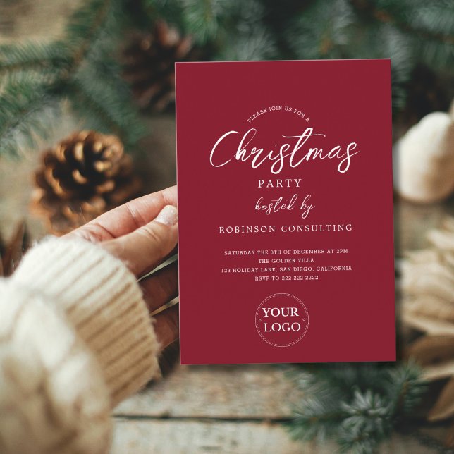 Business Logo Corporate Office Christmas Party Invitation (Creator Uploaded)