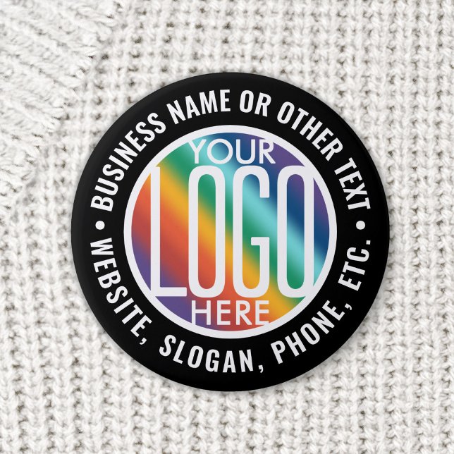 Business Logo Corporate Promotional Modern Black 6 Cm Round Badge (Creator Uploaded)