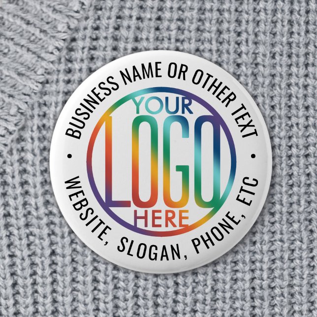 Business Logo Corporate Promotional Modern White 6 Cm Round Badge (Creator Uploaded)