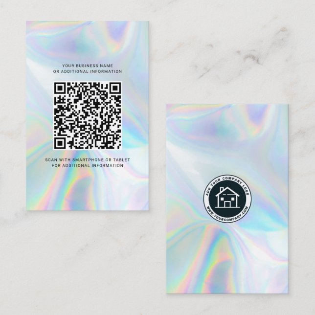 Business Logo Corporate QR Code Holographic Card (Front/Back)