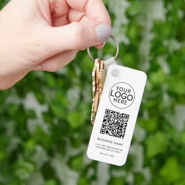 Business Logo Corporate QR Code Promo Custom Key Ring (Hand)