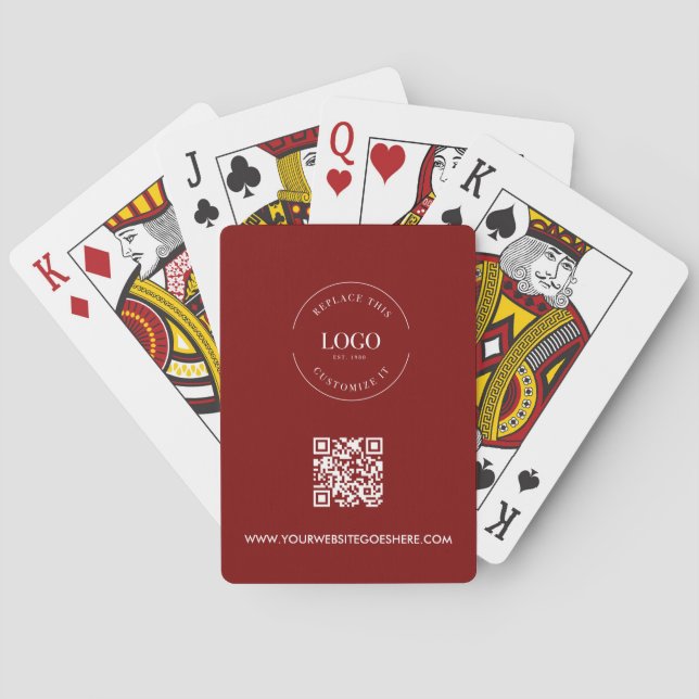Business LOGO Corporate QR CODE red Custom Playing Cards (Back)