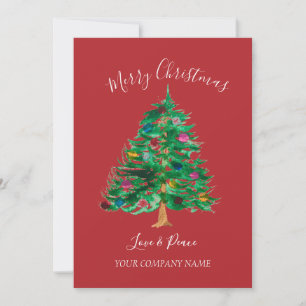 Business Logo Corporate Watercolor Merry Christmas Holiday Card