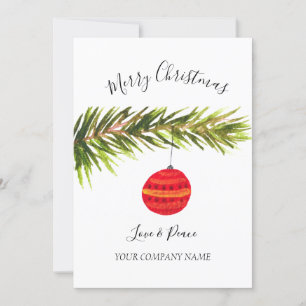Business Logo Corporate Watercolor Merry Christmas Holiday Card