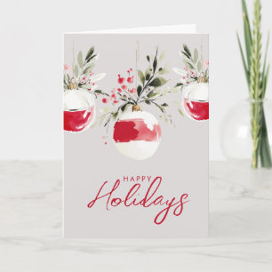 Business Logo Corporate Watercolor Ornaments Holiday Card