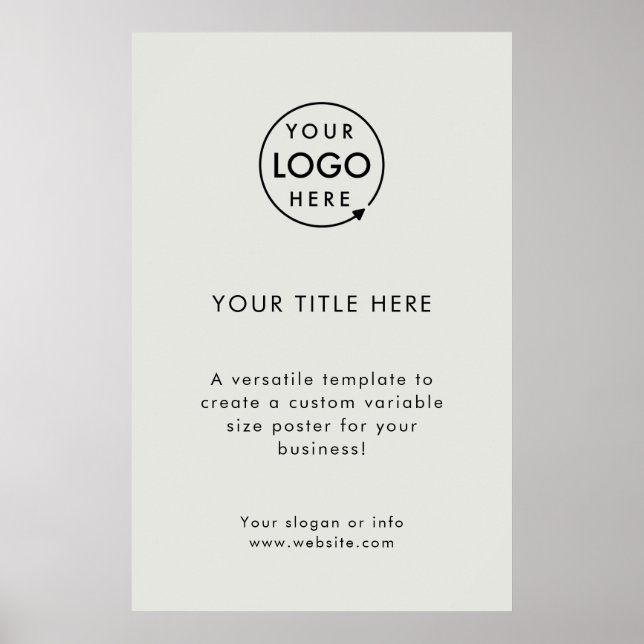 Business Logo | Create Your Own Modern Grey Poster (Front)