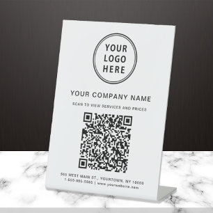 Business Logo Create Your QR Code Pedestal Sign